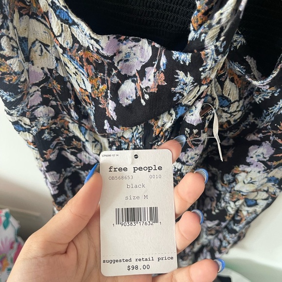 Free PeopleTwist Back Floral Boho Mini Dress Medium - Picture 7 of 7